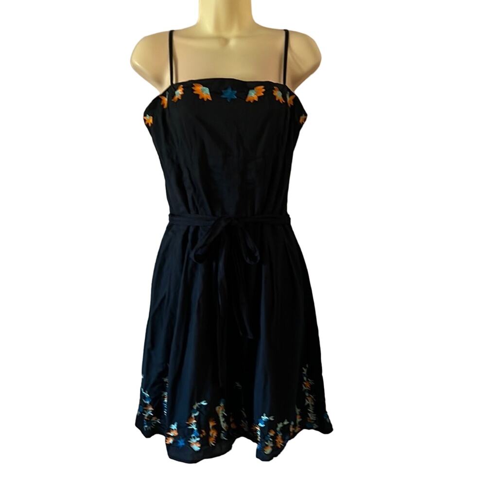 BCBGIRLS Black Cotton Embroidered Sundress Woman Size 10 Summer